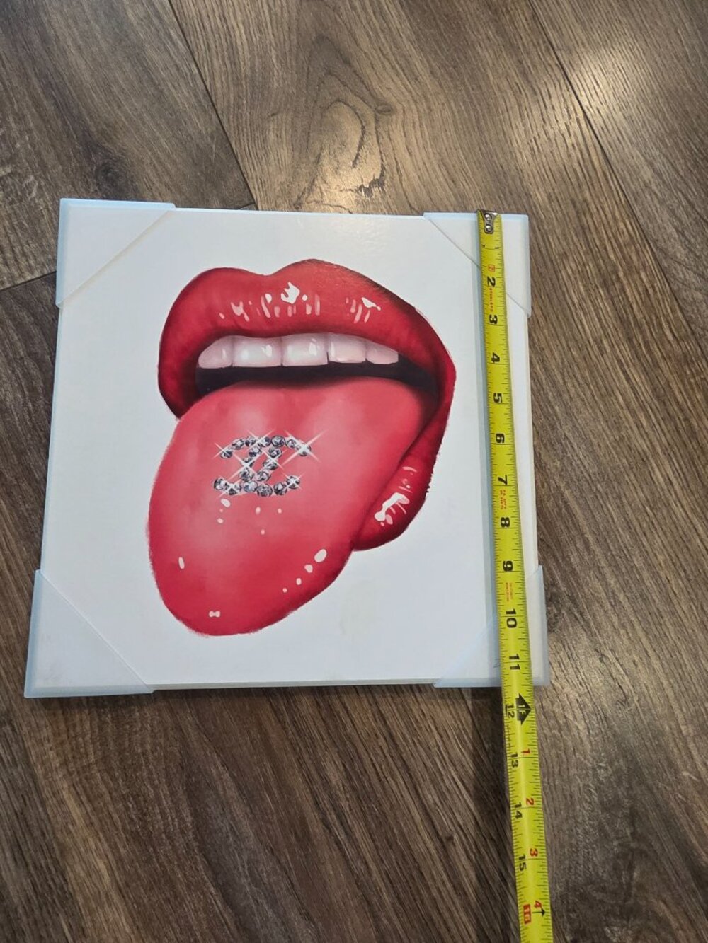 Chic Red Lips & Tongue Chanel CC Logo Canvas Wall Art - Picture 2 of 3